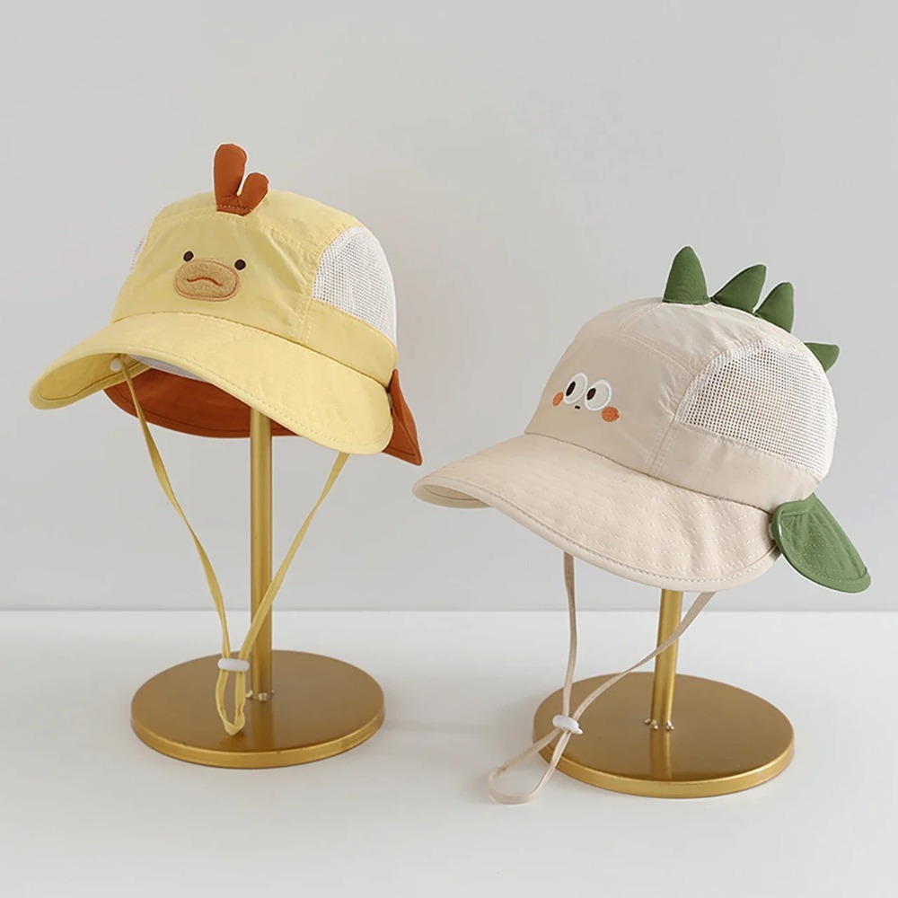 Bucket Hat Cotton - 귀여운 만화 캐릭터 아기 비치 모자,