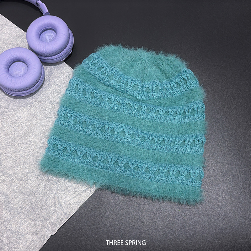 여성용 새로운 한국 스타일 캔디 컬러 퍼지 니트 비니  - Beanie Cuffed Knit 리뷰 및 가격