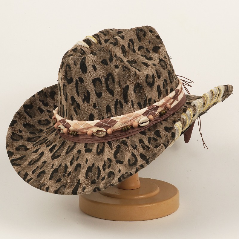 레오파드 프린트 웨스턴 카우보이 모자 야외 자외선 차단 - Cowboy Hat Straw 리뷰 및 가격